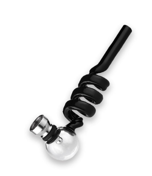 Rasta Pipe – Glass Pipe Spiral with Skull bowl 14cm