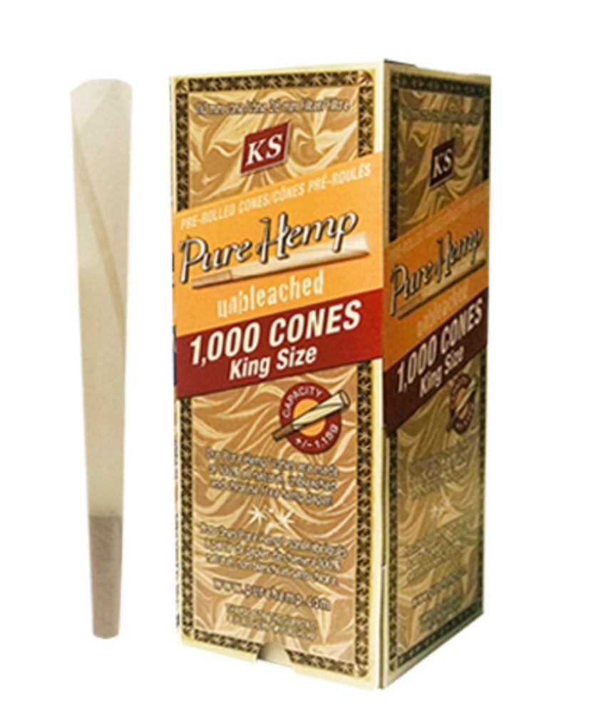 Pure Hemp Unbleached King Size Cones x1000